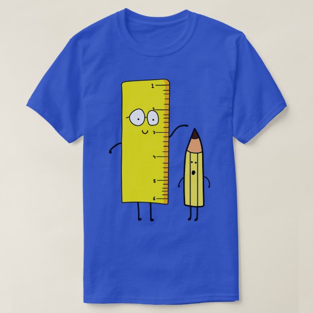 Funny Cute Ruler mäter en penna T Shirt (Design framsida)