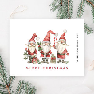 Funny Cute Santa Gnomes-Helgdag Vykort