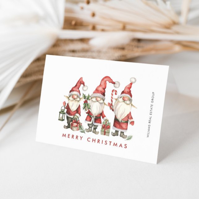 Funny Cute Santa Gnomes jul Corporate Helgkort (Skapare uppladdad)