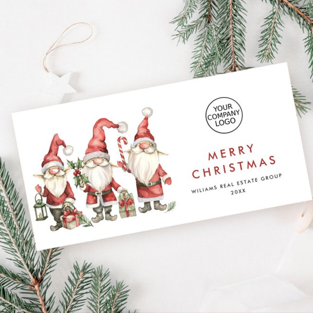 Funny Cute Santa Gnomes jul Corporate Julkort (Skapare uppladdad)