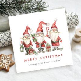 Funny Cute Santa Gnomes jul Corporate Julkort