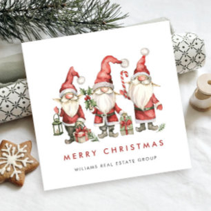 Funny Cute Santa Gnomes jul Corporate Julkort