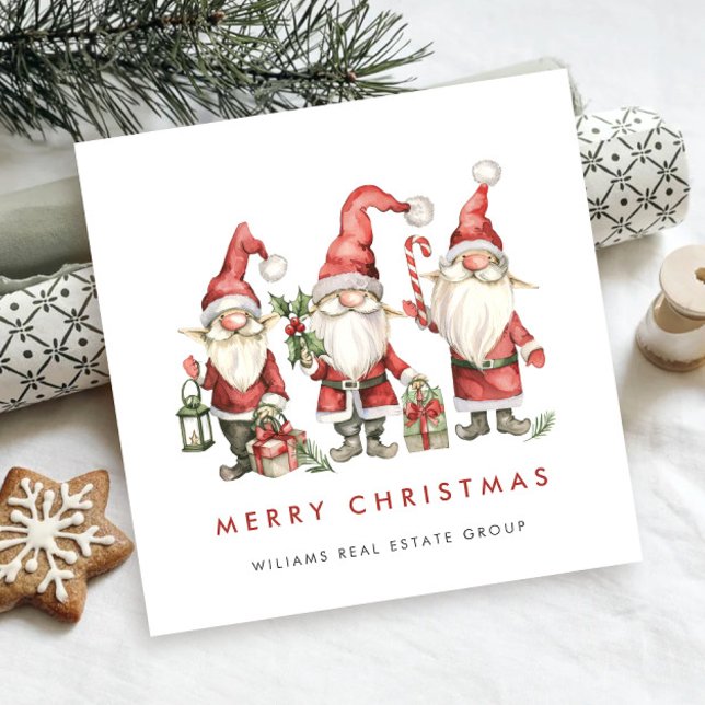 Funny Cute Santa Gnomes jul Corporate Julkort (Skapare uppladdad)