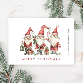 Funny Cute Santa Gnomes jul Julkort