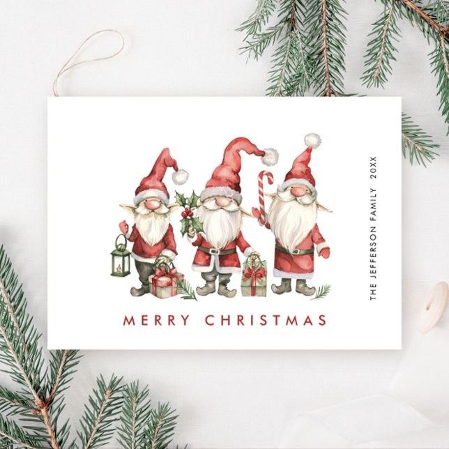 Funny Cute Santa Gnomes jul Julkort (Skapare uppladdad)