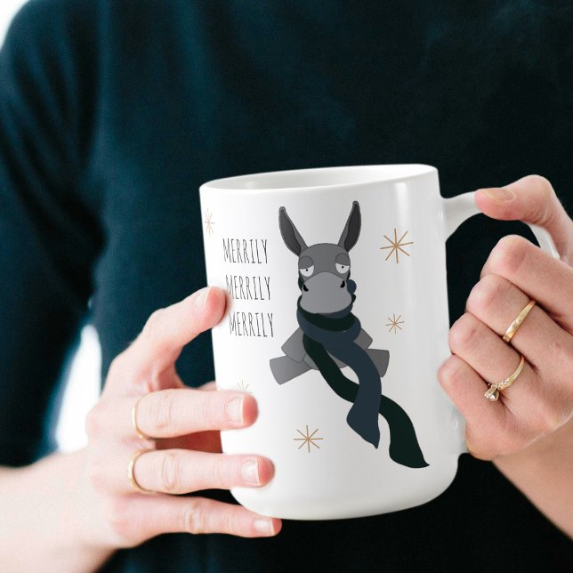Funny Cute Sarcastically Merry Winter Donkey  Kaffemugg (Skapare uppladdad)
