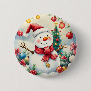 Funny Cute Säsong, färgglad jul Snögubbe Knapp