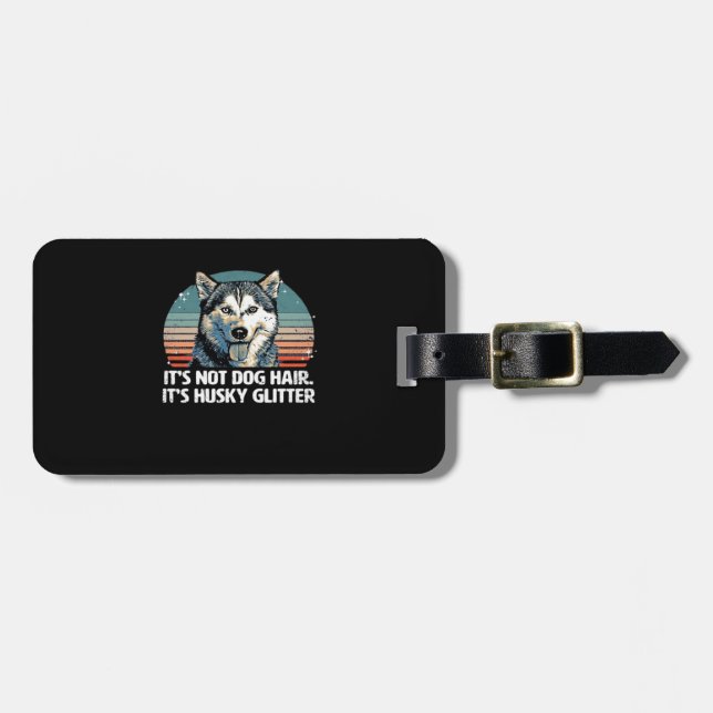 Funny & Cute Siberian Husky Dog Glitter Classic T- Bagagebricka (Horisontell Framsida)