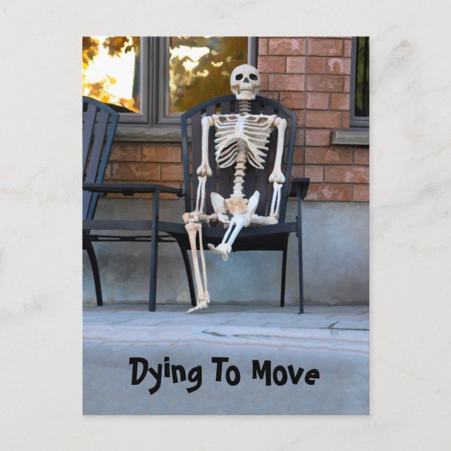 Funny Cute Skeleton Ny adress Flytta Vykort (Framsida)