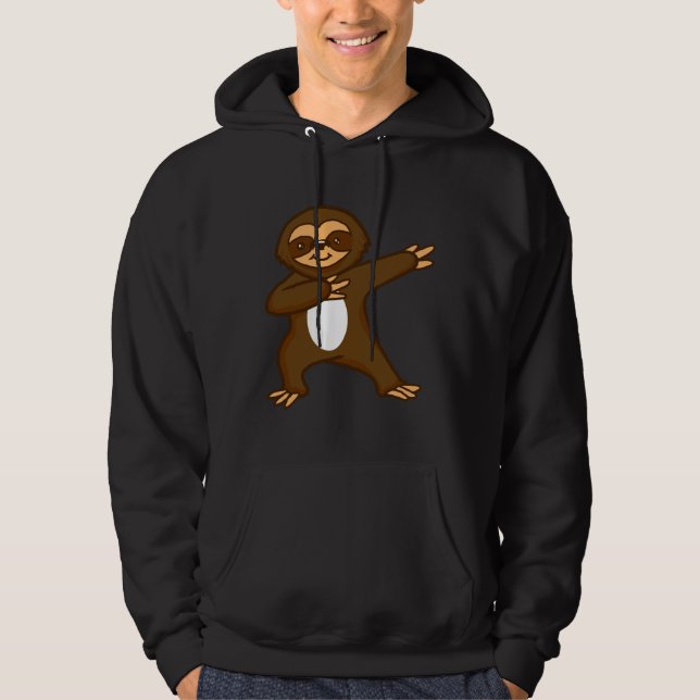 Funny Cute Sloth Dabbing Apparel Hoodie (Framsida)