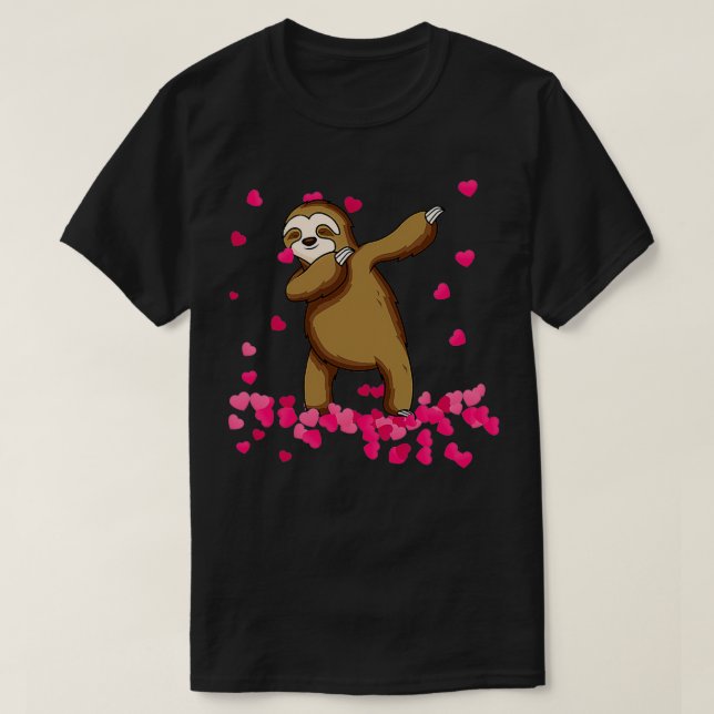 Funny Cute Sloth Dabbing Valentines day T Shirt (Design framsida)