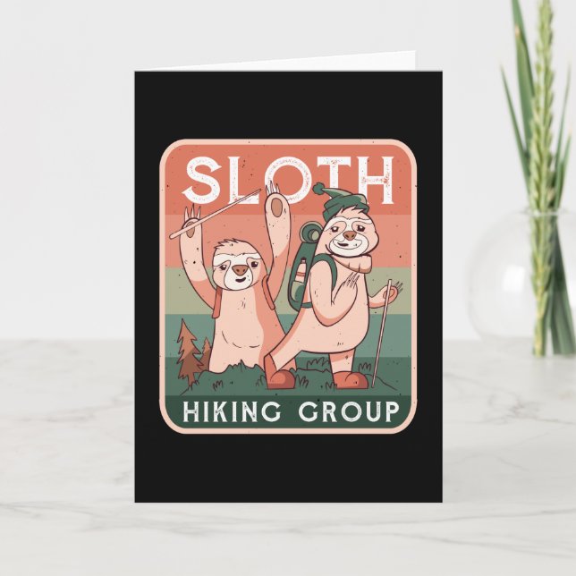 Funny Cute Sloth Hiking Group Hiker Gift Kort (Framsida)