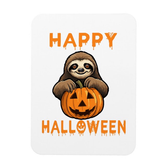 Funny Cute Sloth Holding Pumpkin Magnet (Vertikal)