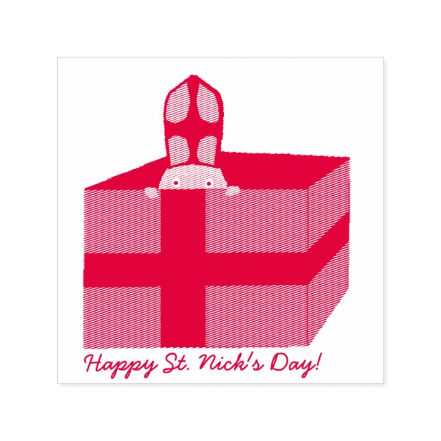 Funny Cute St. Nicholas Dutch Sinterklaas Kids Art Självfärgande Stämpel (Design)