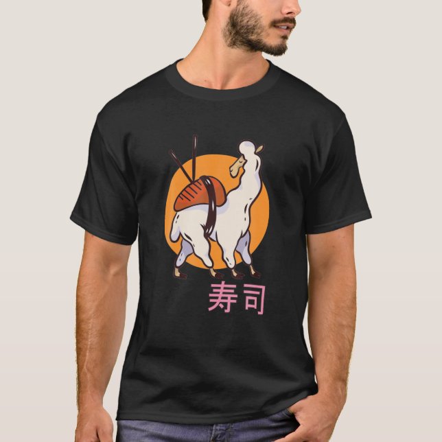 Funny Cute Sushi Llama. Japanese Alpaca Sushi T Shirt (Framsida)
