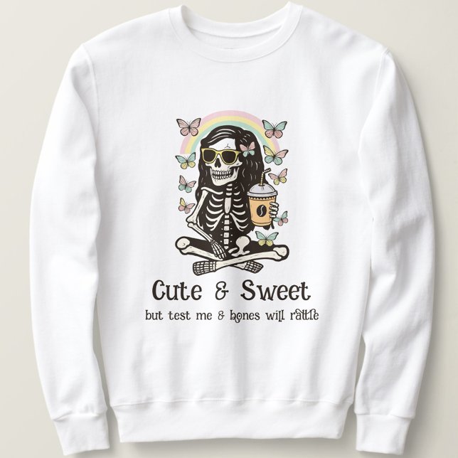 Funny Cute Sweet Skeleton Butterflies Halloween  T Shirt (Cute, spooky, and sassy—your go-to Halloween hoodie for fall chills and bold vibes)