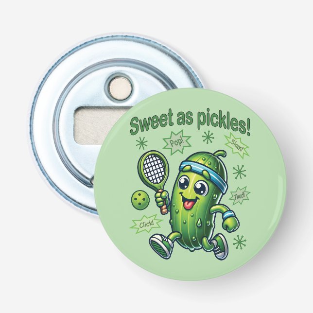 Funny Cute Sweet som Pickles Pickleball Flasköppnare (Framsidan)