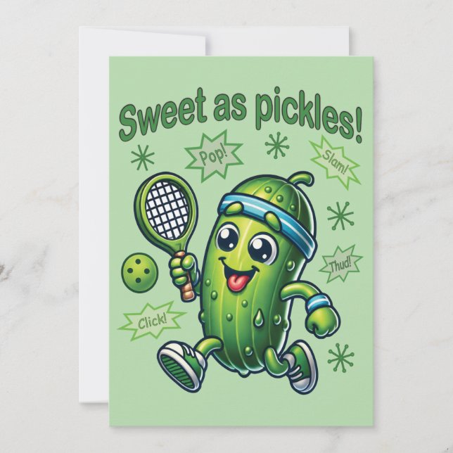 Funny Cute Sweet som Pickles Pickleball Inbjudningar (Framsida)