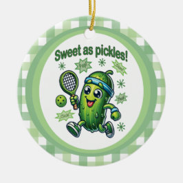 Funny Cute Sweet som Pickles Pickleball Julgransprydnad Keramik