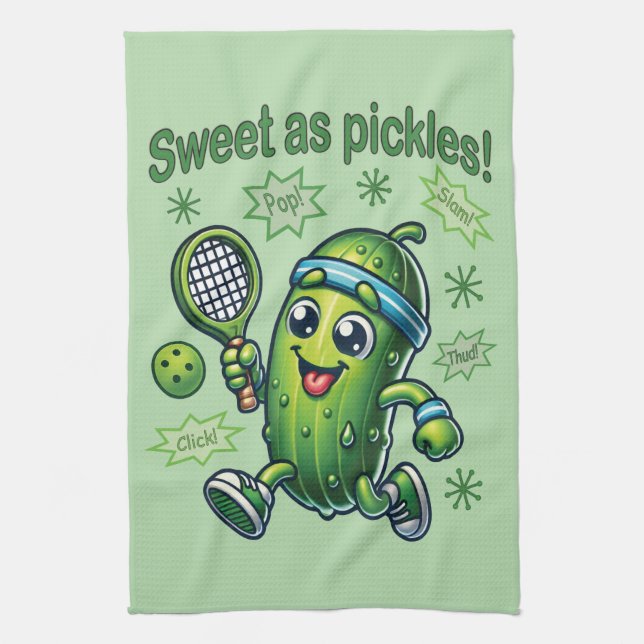 Funny Cute Sweet som Pickles Pickleball Kökshandduk (Vertikal)