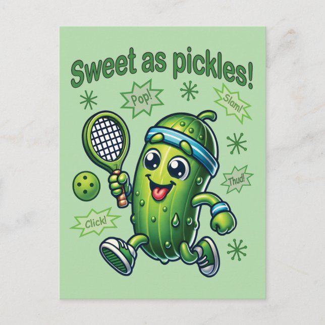 Funny Cute Sweet som Pickles Pickleball Vykort (Framsida)