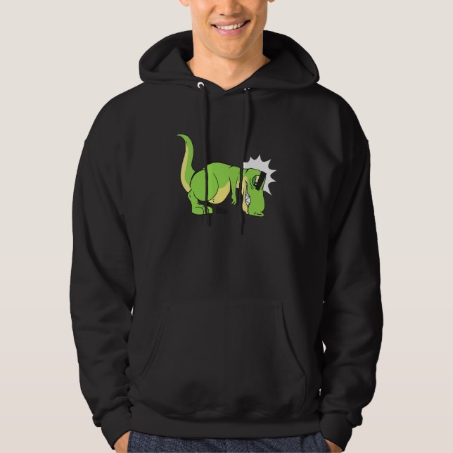 Funny Cute T Rex Hates Push UPS Hoodie (Framsida)