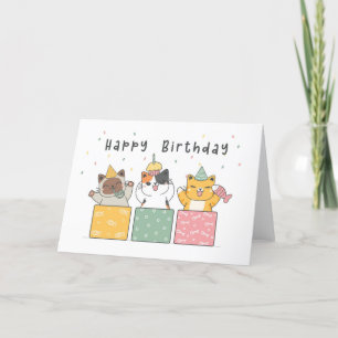 Funny Cute Tabby katt Kitten Birthday Card Tack Kort