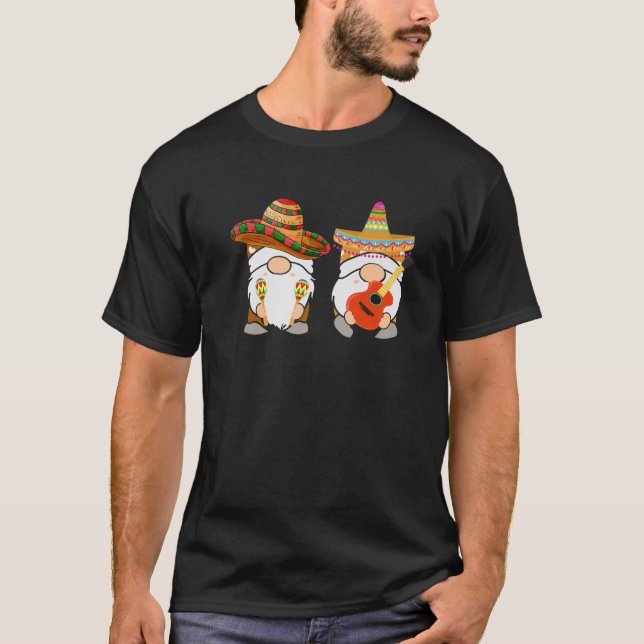 Funny Cute Taco Älskare Mexican Gnome Cinco De May T Shirt (Framsida)