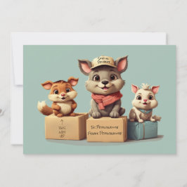 Funny Cute Tecknad Animals alla Tillfälle-leverans Julkort