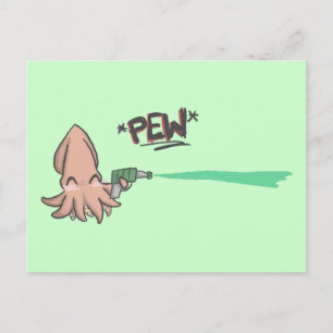 Funny Cute Tecknad Lazer Squid Vykort