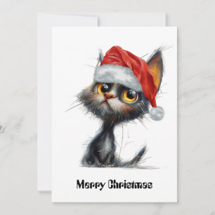 Funny Cute Tecknad Whimsical Cat God jul Julkort