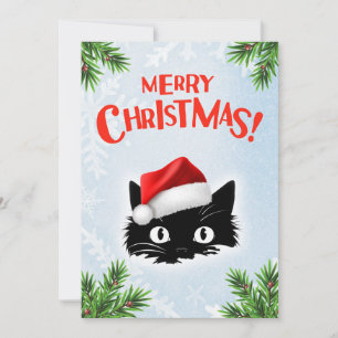 Funny Cute Tecknad Whimsical Cat God jul Julkort
