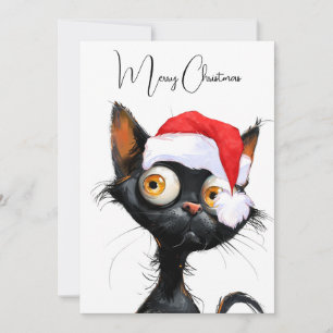 Funny Cute Tecknad Whimsical Cat God jul Julkort
