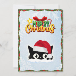 Funny Cute Tecknad Whimsical Cat God jul Julkort