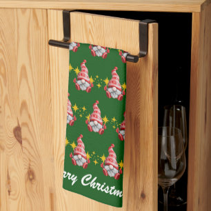 Funny Cute Tecknad Whimsical Scandinavian Gnomes Kökshandduk