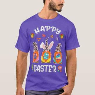 Funny Cute Three Gnomes Bunny Holding Egg Lycklig  T Shirt