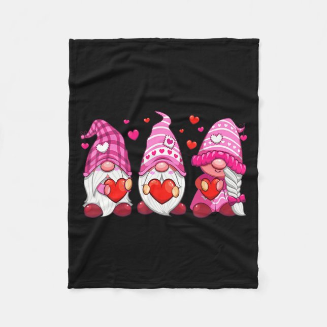 Funny Cute Three Gnomies Nk Hearts Matching Vale  Fleecefilt (Framsidan)