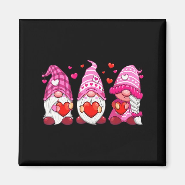 Funny Cute Three Gnomies Nk Hearts Matching Vale  Magnet (Framsidan)