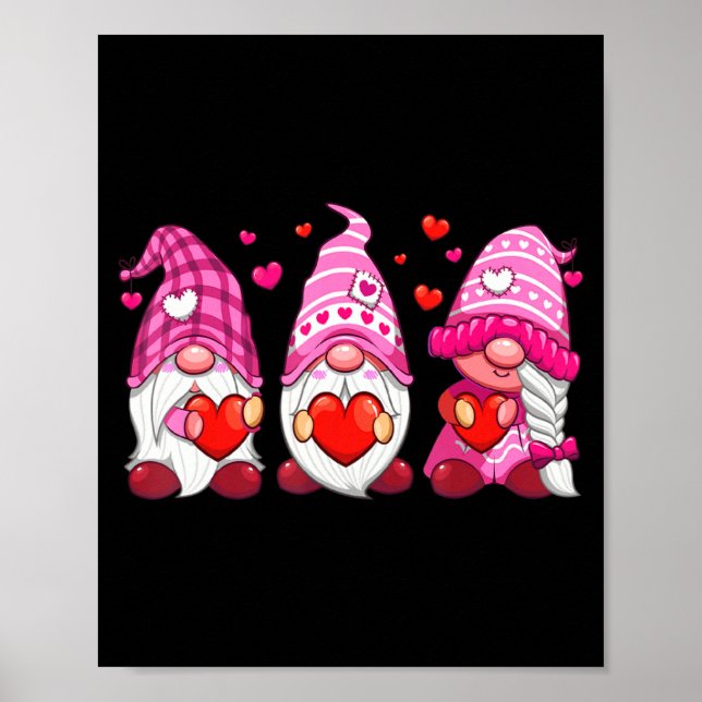 Funny Cute Three Gnomies Nk Hearts Matching Vale  Poster (Framsidan)