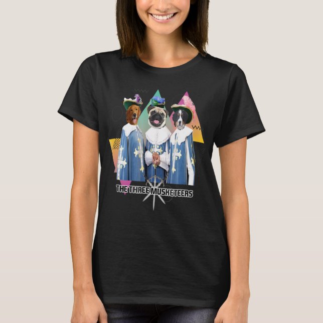 Funny Cute Three Musketers Hundar T-Shirt (Framsida)