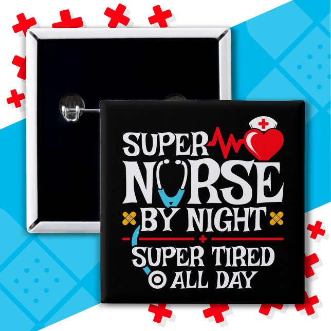 Funny Cute Toppen Tired Nurse Day Nattskift Knapp (Skapare uppladdad)