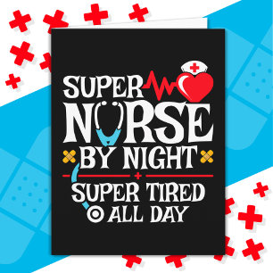 Funny Cute Toppen Tired Nurse Day Nattskift Kort