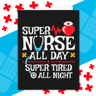 Funny Cute Toppen Tired Nurse Day Shift Night Kort