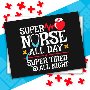 Funny Cute Toppen Tired Nurse Day Shift Night Vykort