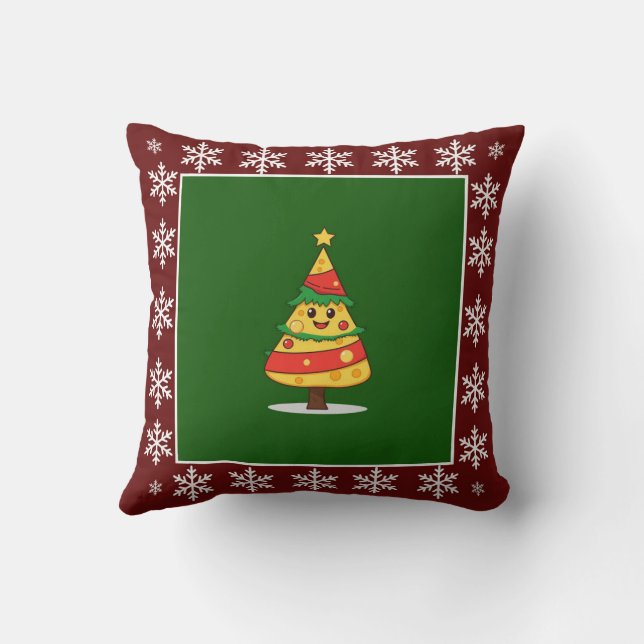 Funny Cute Trendig Snyggt Cheese Julgran Kudde (Baksida)