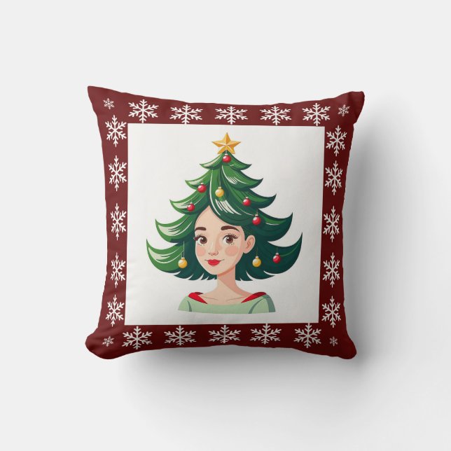 Funny Cute Trendig Snyggt Elegant Julgran Kudde (Framsida)