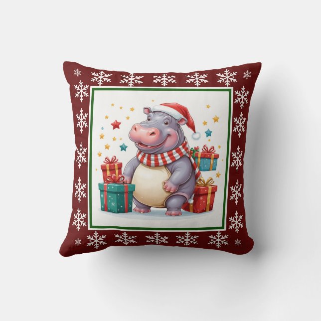 Funny Cute Trendig Snyggt Elegant Jultomten Kudde (Baksida)