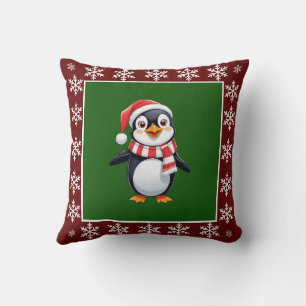 Funny Cute Trendig Snyggt Penguin God jul Kudde