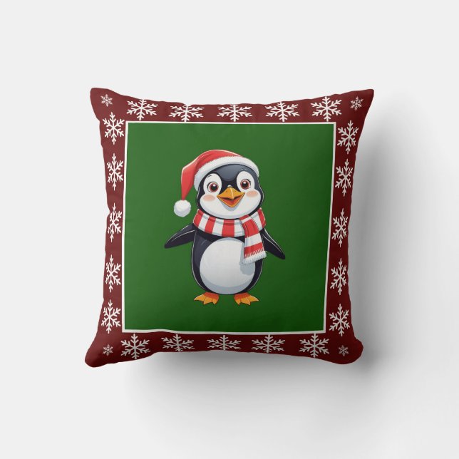 Funny Cute Trendig Snyggt Penguin God jul Kudde (Baksida)