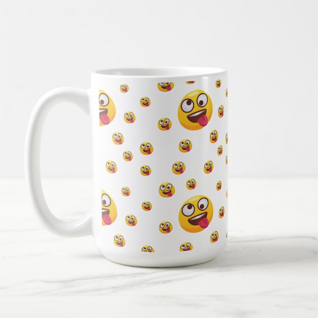 "Funny Cute Tunga-Out Emoji Design" Kaffemugg (Vänster)